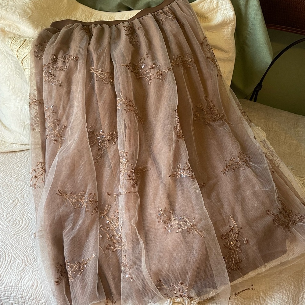 Elegant Brown Embroidered Skirt